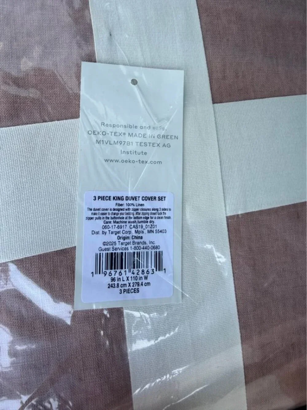 Casaluna KING Adobe Clay 100% Linen 3 Piece Duvet Cover Set